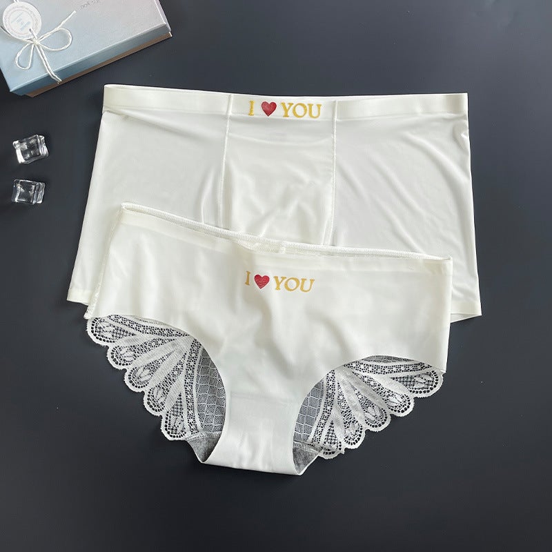Couple Underwear, One Man And One Woman, Ice Silk Accessible Luxury Suit, Seamless White Lace Independent Wear, Thin Valentine'S Day - Image 2